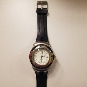 Rare: BIJOUX TERNER Black Silicone Band Stainless Steel Watch